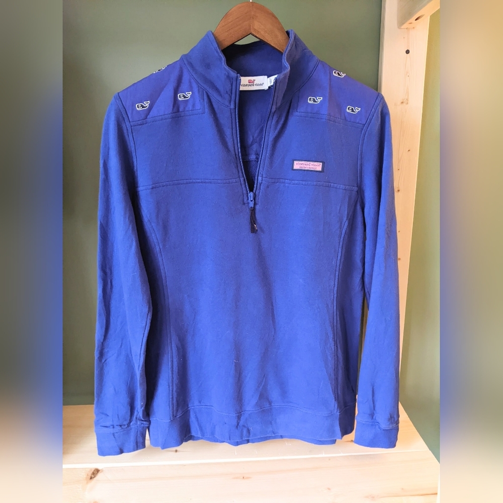 Vineyard Vines Women's Blue Quarter-Zip Pullover Size Small